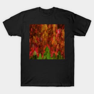 Christmas Trees on Festive Colors Background T-Shirt